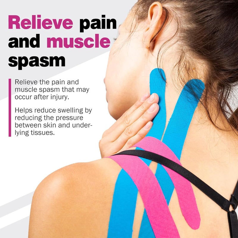 AZEN 3 Rolls Kinesiology Tape, 16.4 ft Waterproof Kinetic Tape for Joints Support and Muscle Pain Relief, Uncut Muscle Tape, Knee Tape, Athletic Tape, Pink - Image 5